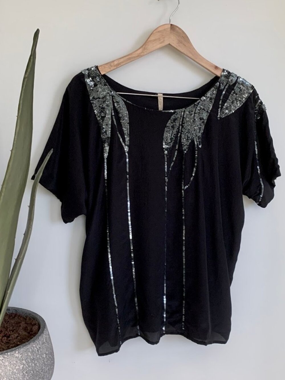 Love Sam Silk Crepe and Sequin dressy top